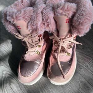 Pink Kids Shoes with Fur Lining